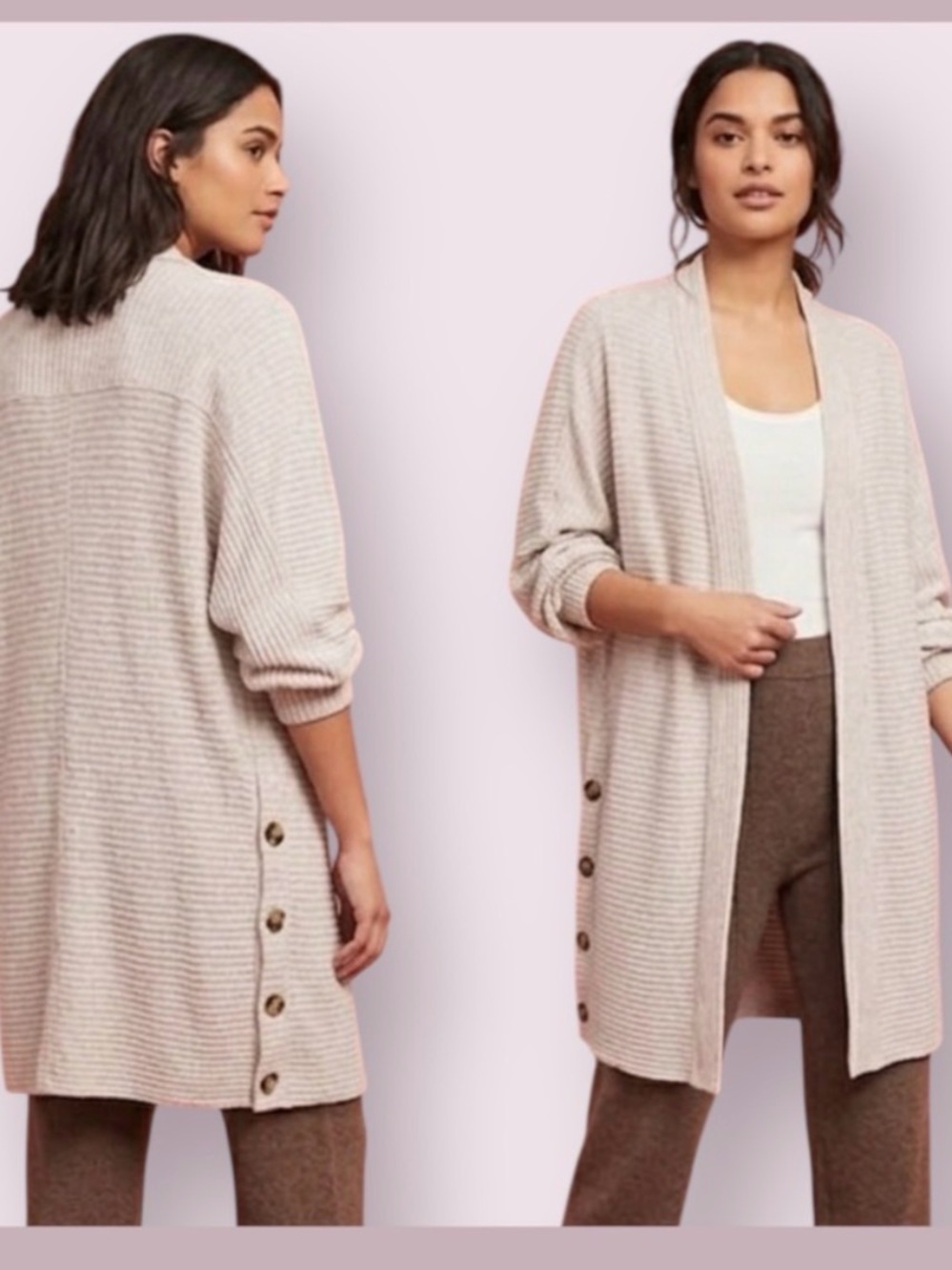 Anthropologie Saturday Sunday open-Front Side-Button Long duster xs